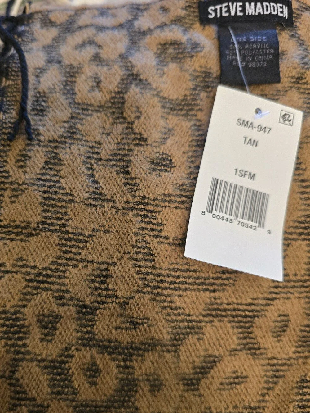 Steve Madden Brown Leopard Print Fringe Scarf - Women Accessories NWT